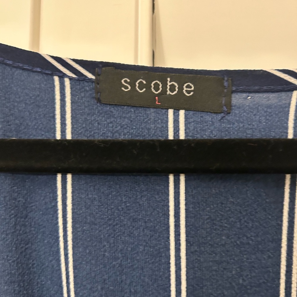 Scobe Navy Dress with White Stripes - Picture 5 of 9
